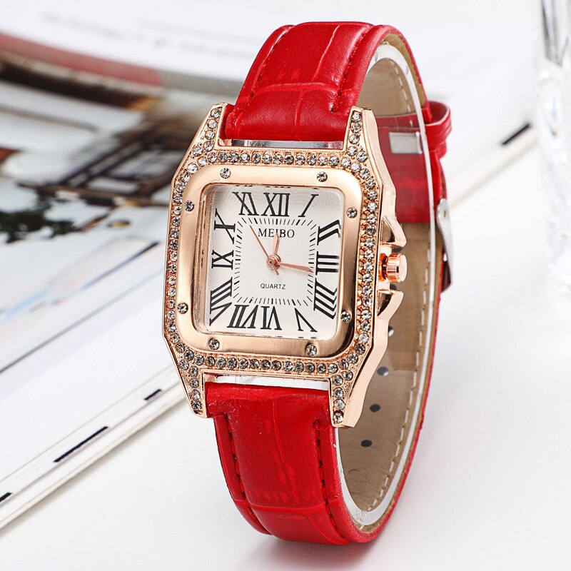 Reloj Rojo con Strass Brillante