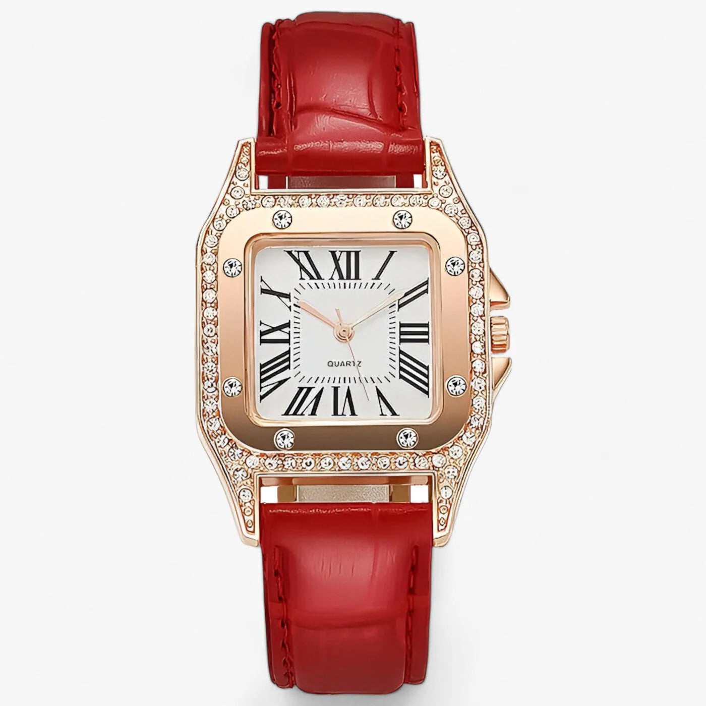 Reloj Rojo con Strass Brillante